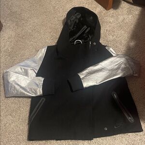 Nike Black and Silver Bomber Jacket